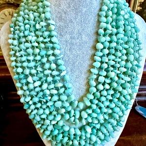 Amazonite set 8 strands necklace bracelet + drop earrings seafoam blue green